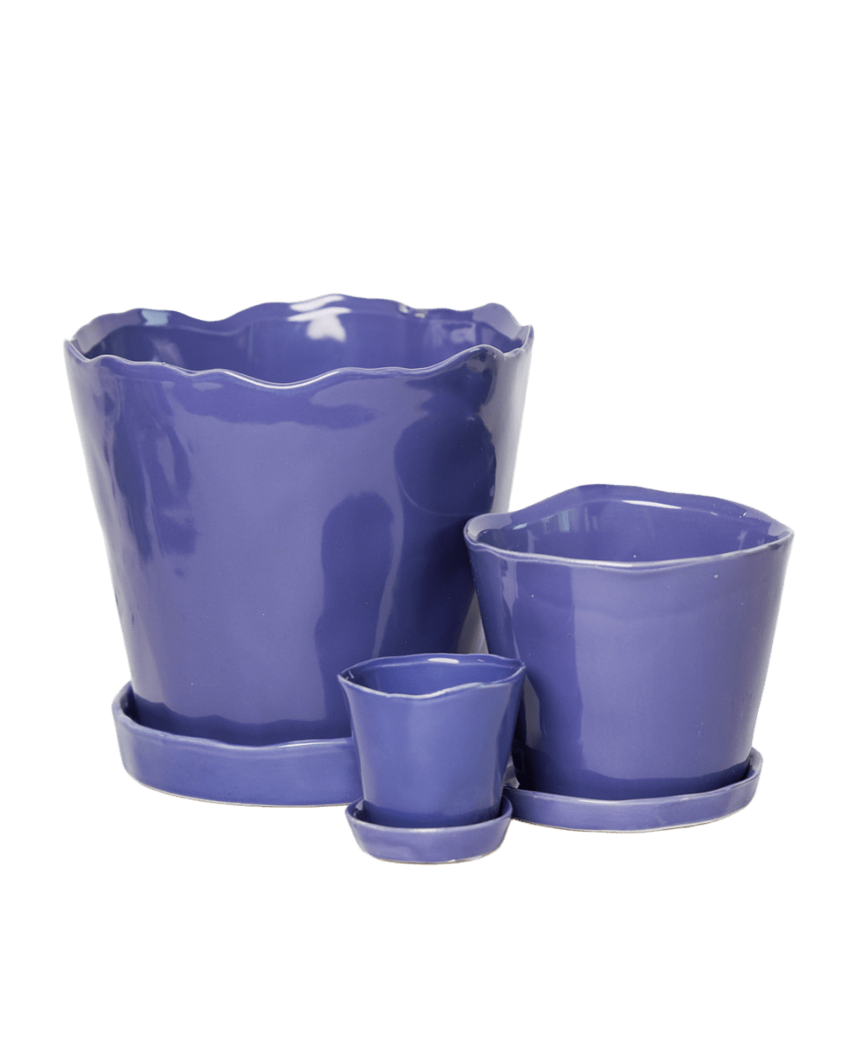 Tika Ceramic Pot & Saucer Set With Drainage - Chive US Wholesale