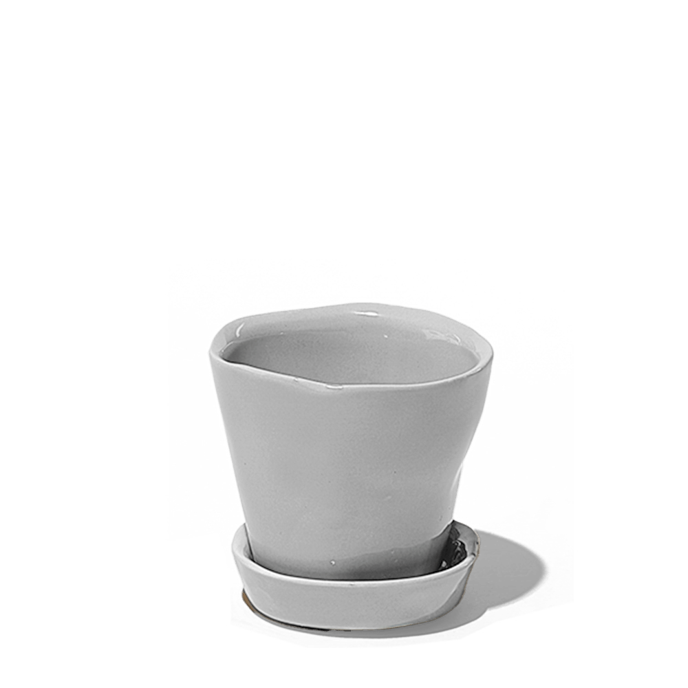 Tika Ceramic Pot & Saucer Set With Drainage - Chive US Wholesale