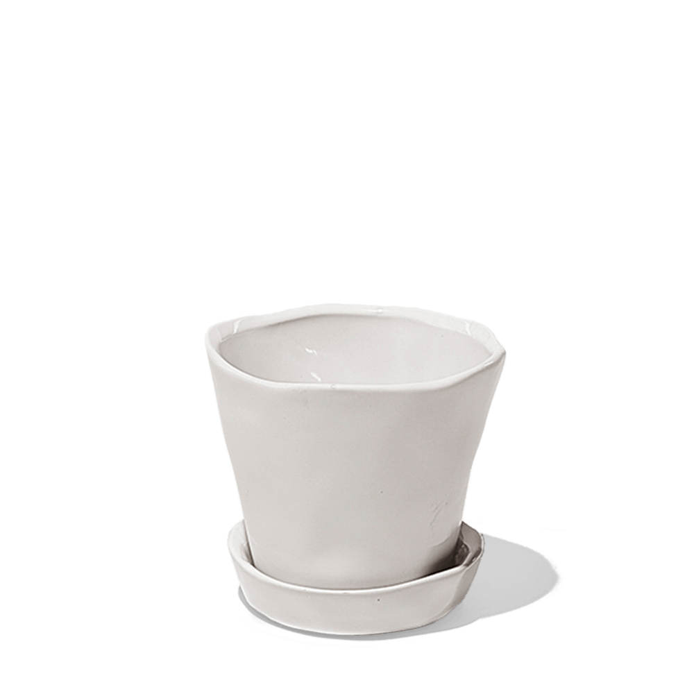 Tika Ceramic Pot & Saucer Set With Drainage - Chive US Wholesale