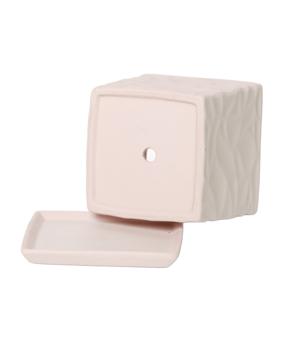 Virago 3.5" Porcelain Pot With Drainage Hole And Saucer - Chive US Wholesale