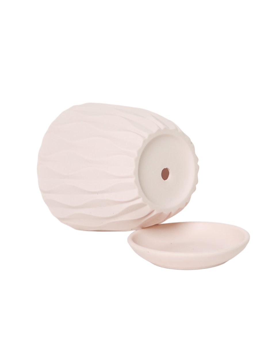 Virago 3.5" Porcelain Pot With Drainage Hole And Saucer - Chive US Wholesale