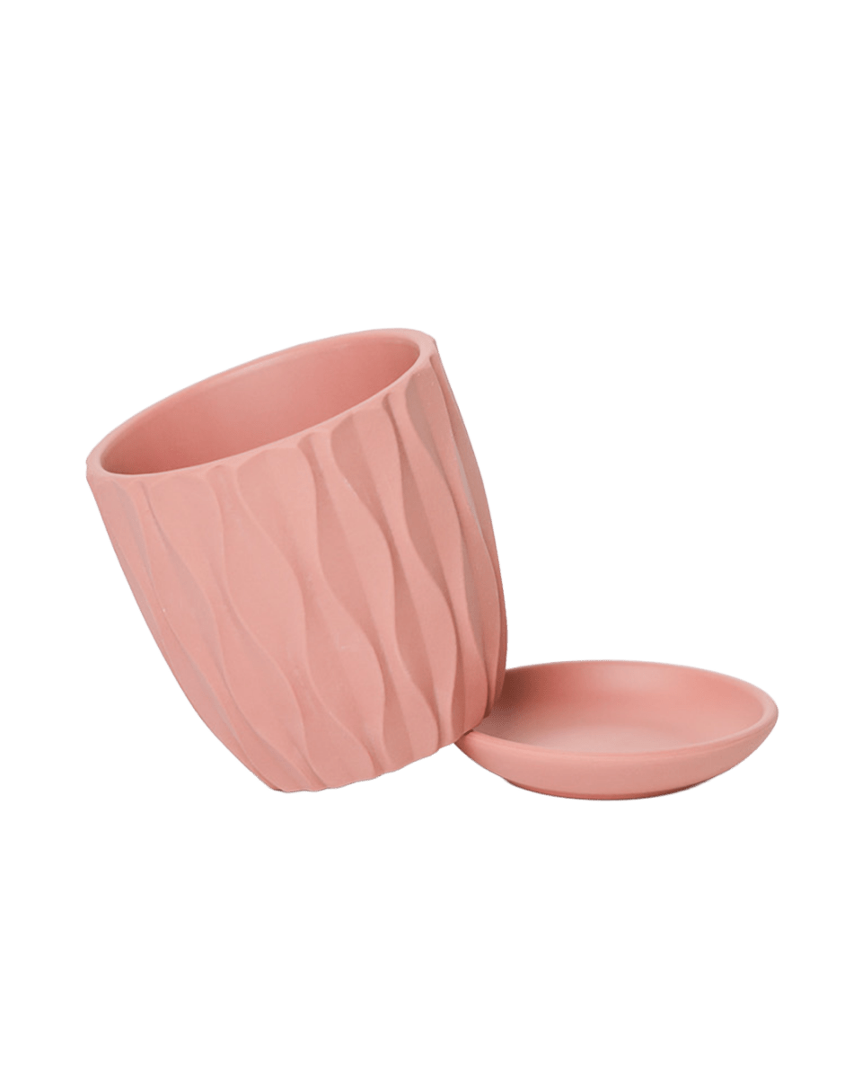 Virago 3.5" Porcelain Pot With Drainage Hole And Saucer - Chive US Wholesale