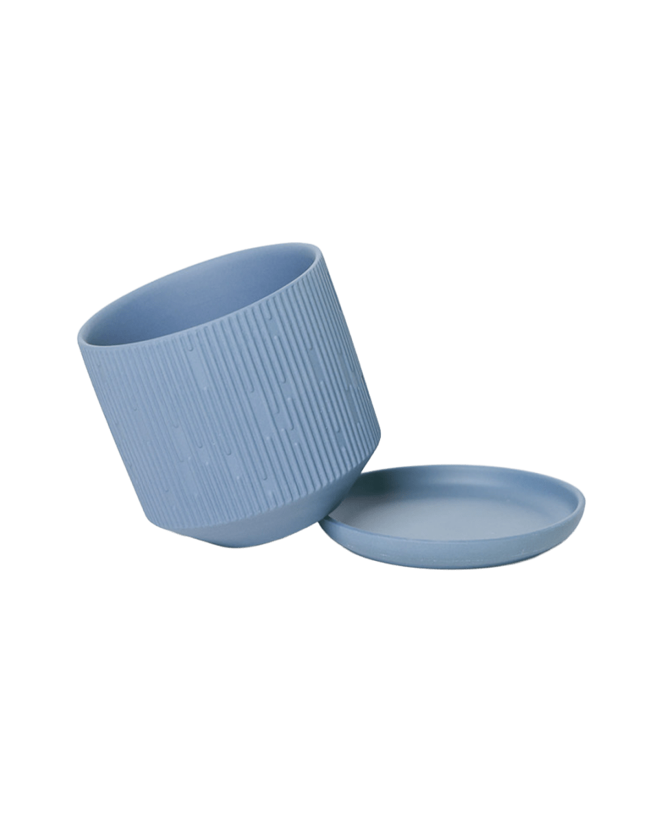 Virago 3.5" Porcelain Pot With Drainage Hole And Saucer - Chive US Wholesale