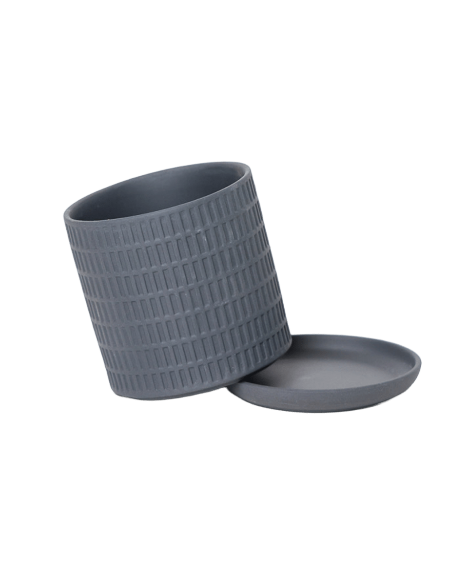 Virago 3.5" Porcelain Pot With Drainage Hole And Saucer - Chive US Wholesale