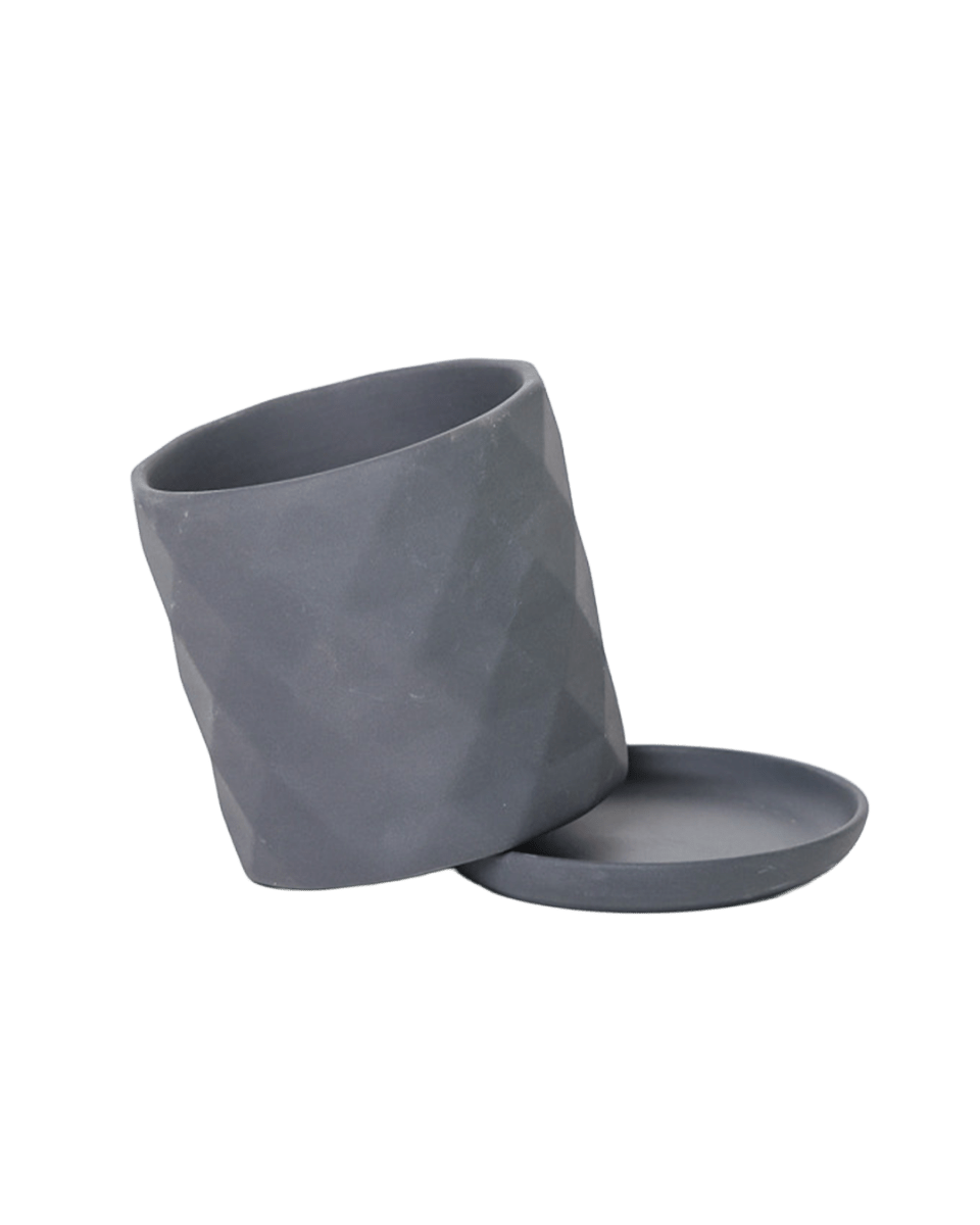 Virago 3.5" Porcelain Pot With Drainage Hole And Saucer - Chive US Wholesale