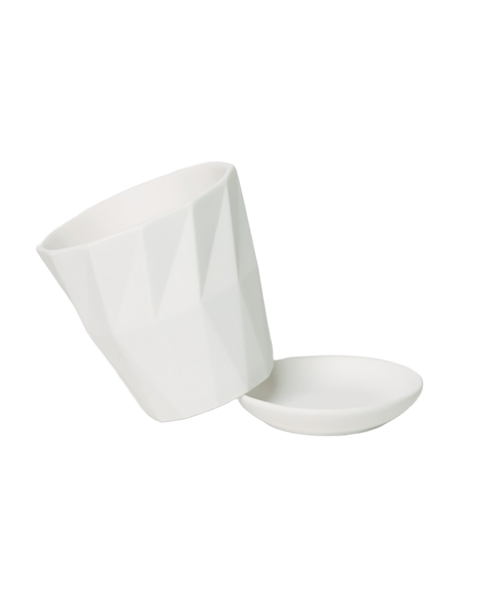 Virago 3.5" Porcelain Pot With Drainage Hole And Saucer - Chive US Wholesale