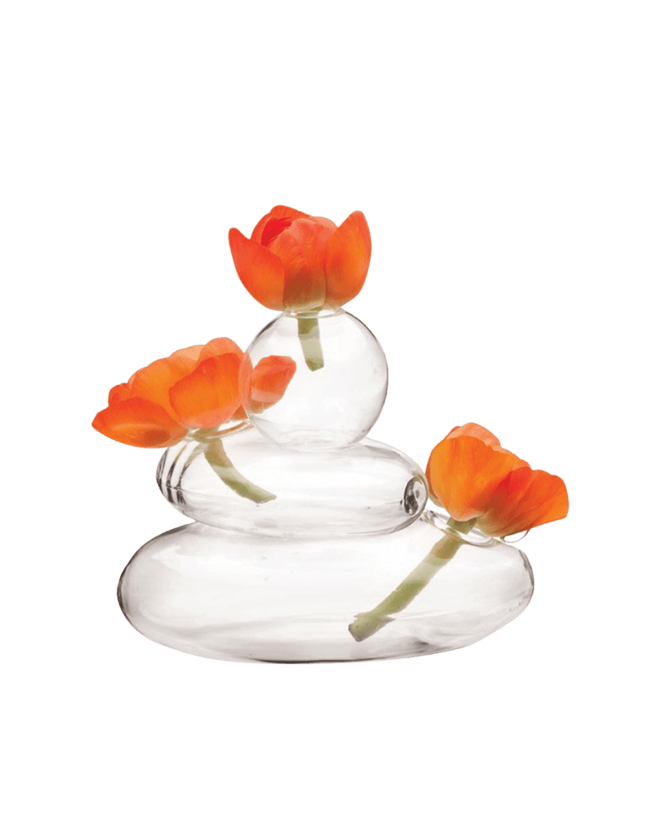 Rockpile Glass Modern Clear Flower Vase - Chive US Wholesale