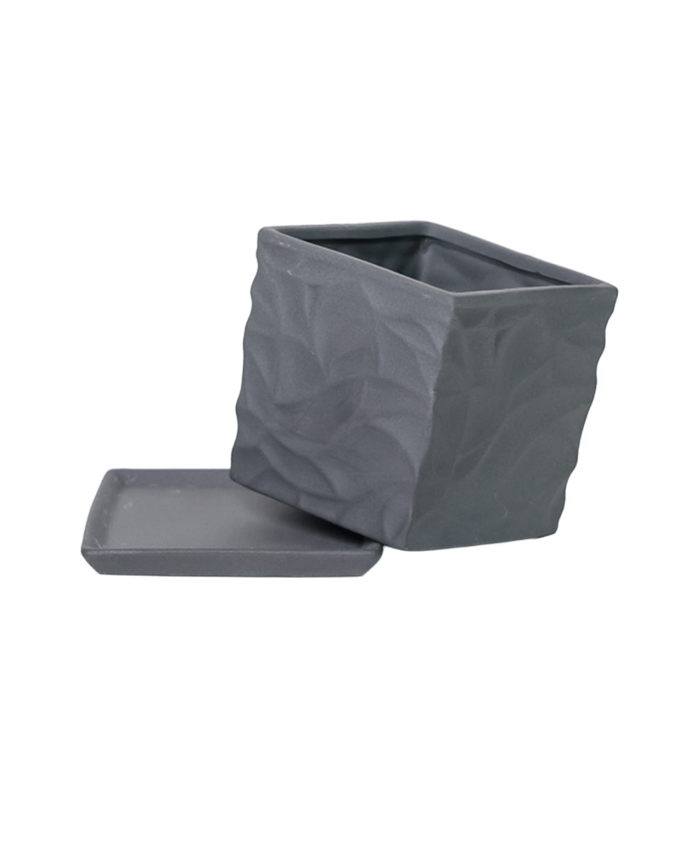 Virago 3.5" Porcelain Pot With Drainage Hole And Saucer - Chive US Wholesale